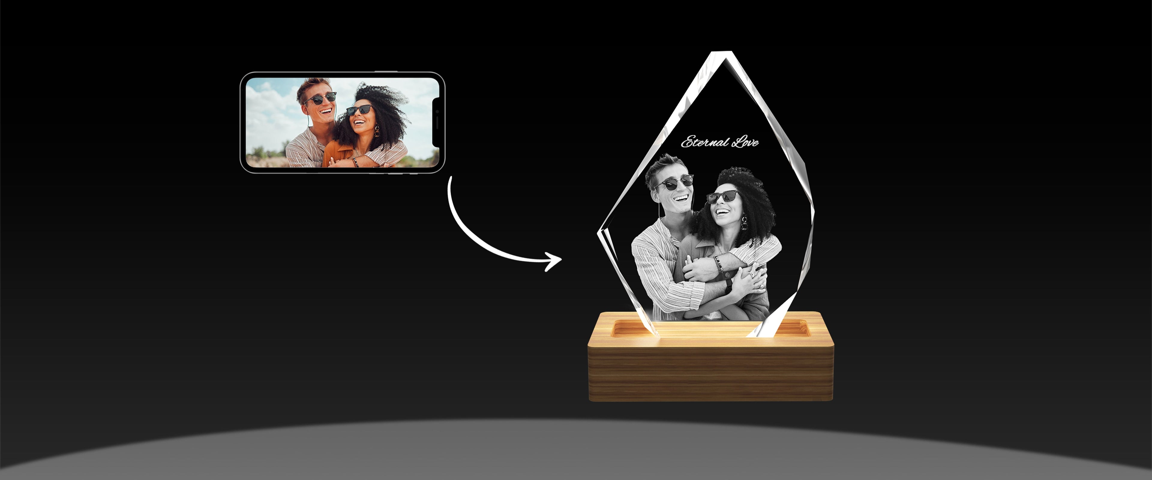 Personalised 3D cube Photo frame Presents,  3D crystal gifts made in Australia