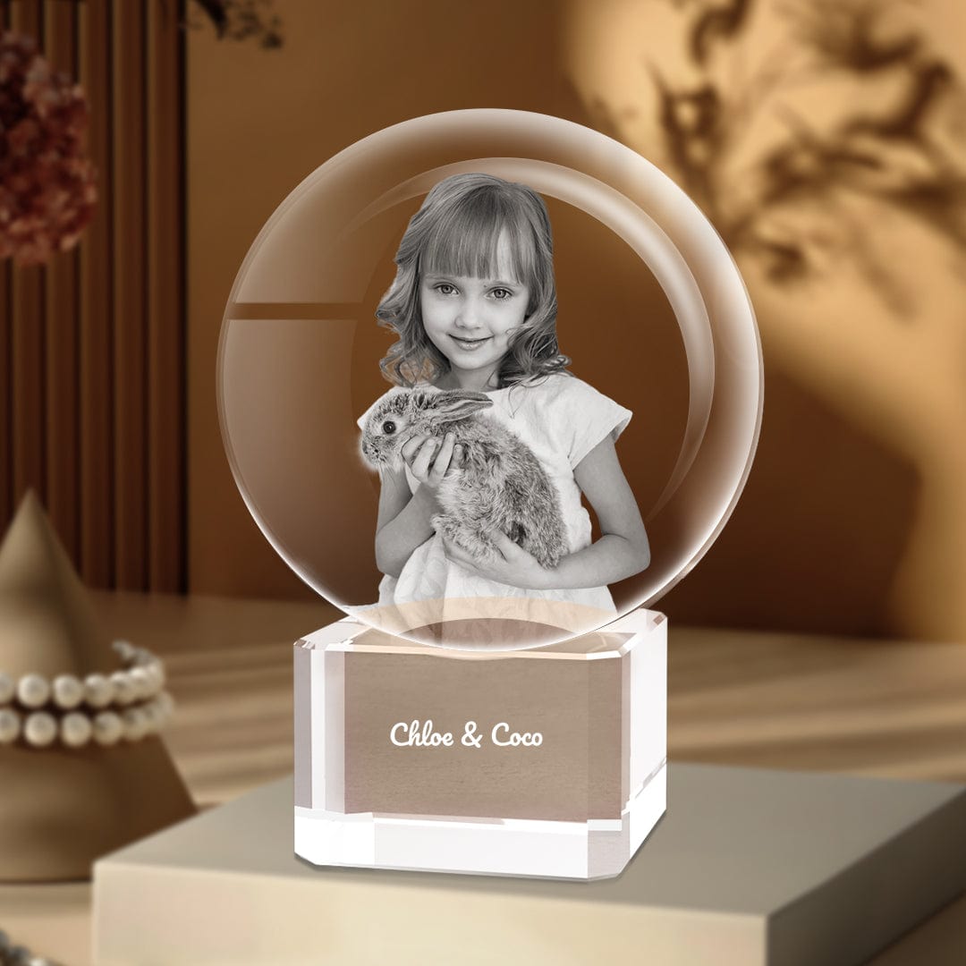 Personalised 3D crystal ball gifts, Laser engraved 3D picture in crystal ball