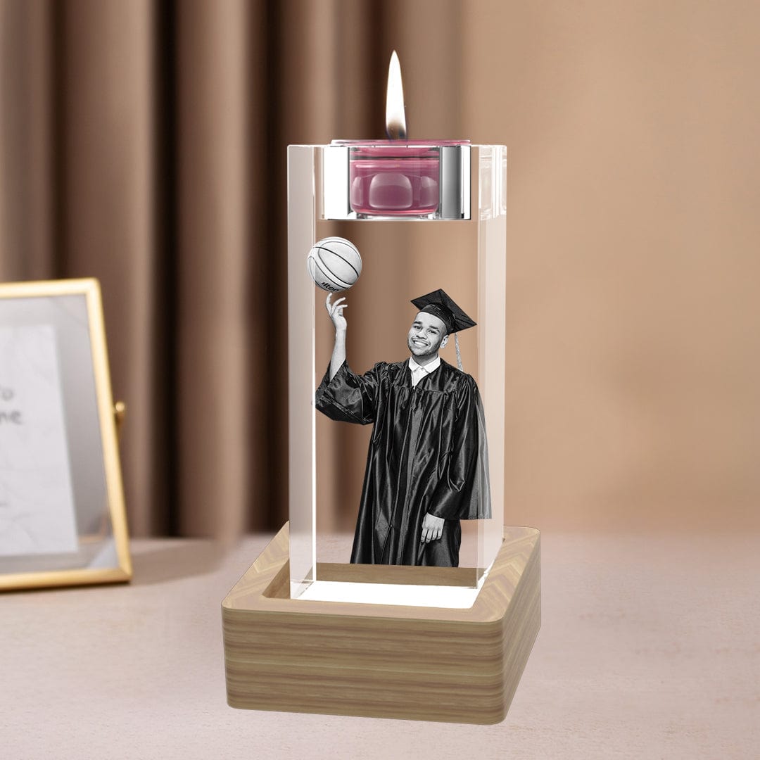 3D crystal Candle Holder, Personalised  photo gifts