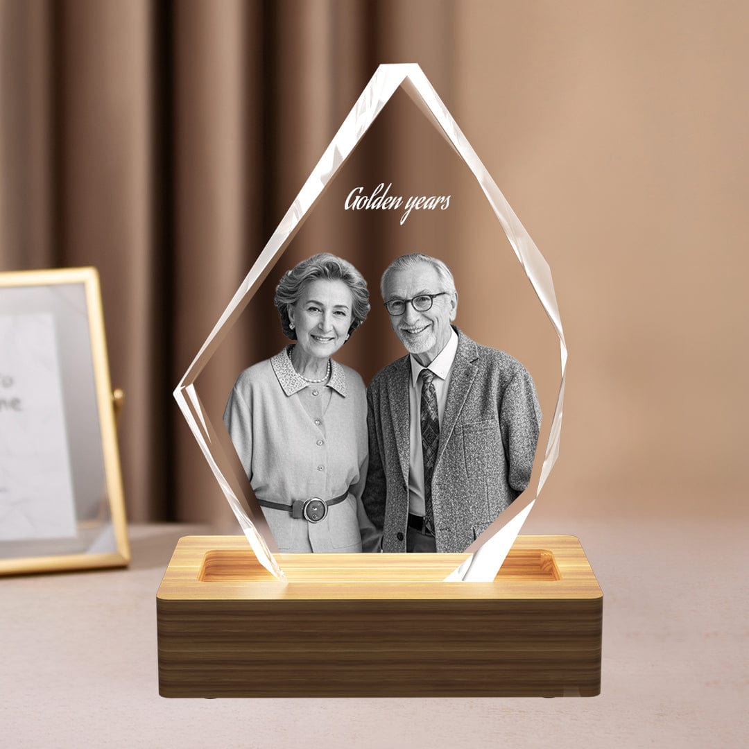 Custom 3D crystal photo gift with iceberg design, Laser engraved 3D image in glass