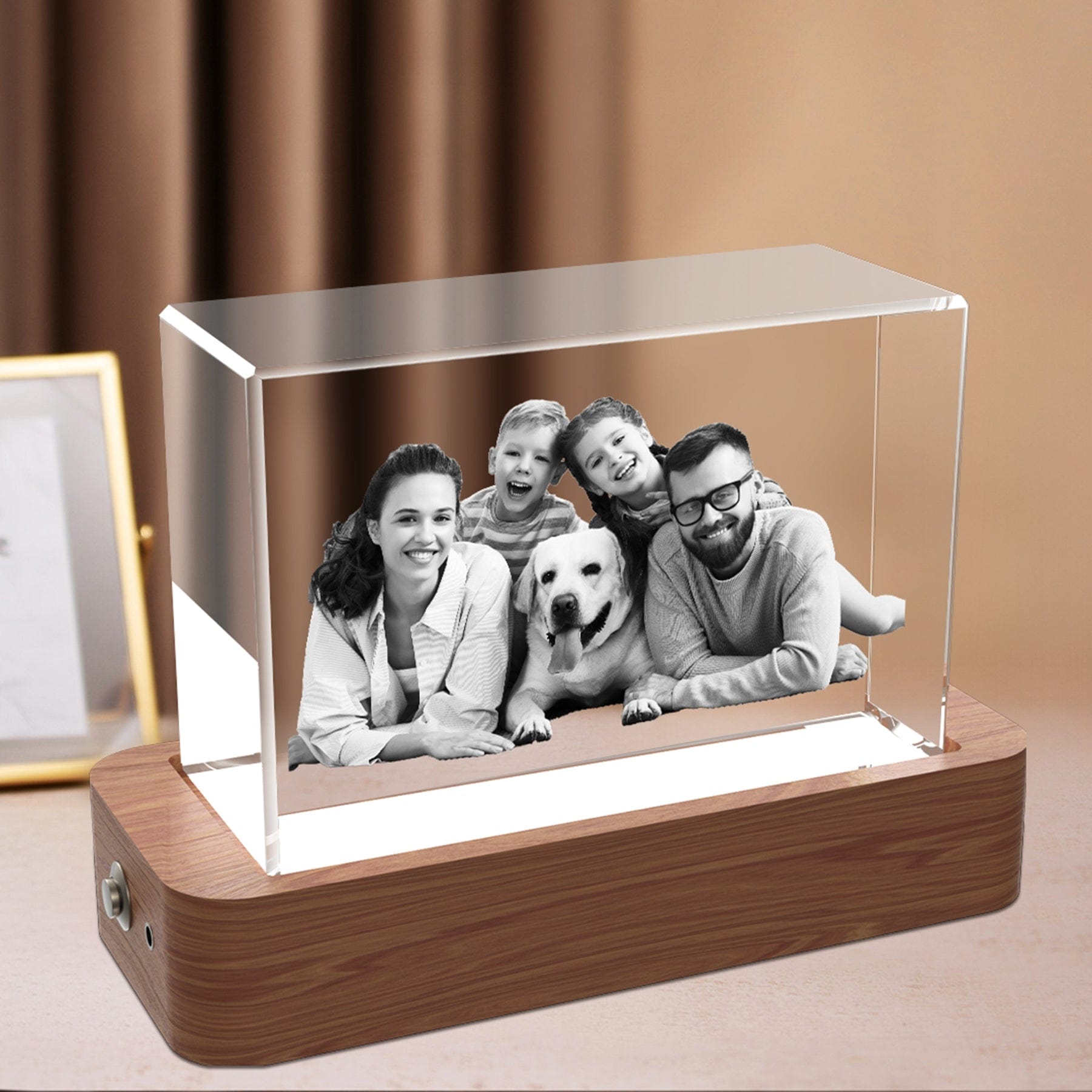 Personalised 3D crystal photo frame, Laser engraved 3D image in glass