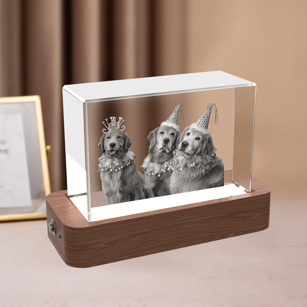 Personalised 3D crystal photo frame gift, 3D image in glass block