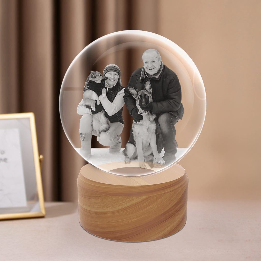 Personalised 3D crystal ball photo gifts, Laser engraved 3D image in crystal ball