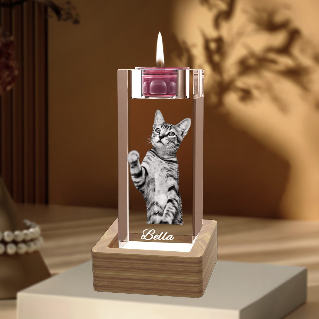 Personalised 3D crystal candle holder, 3D pictures in crystal photo frame