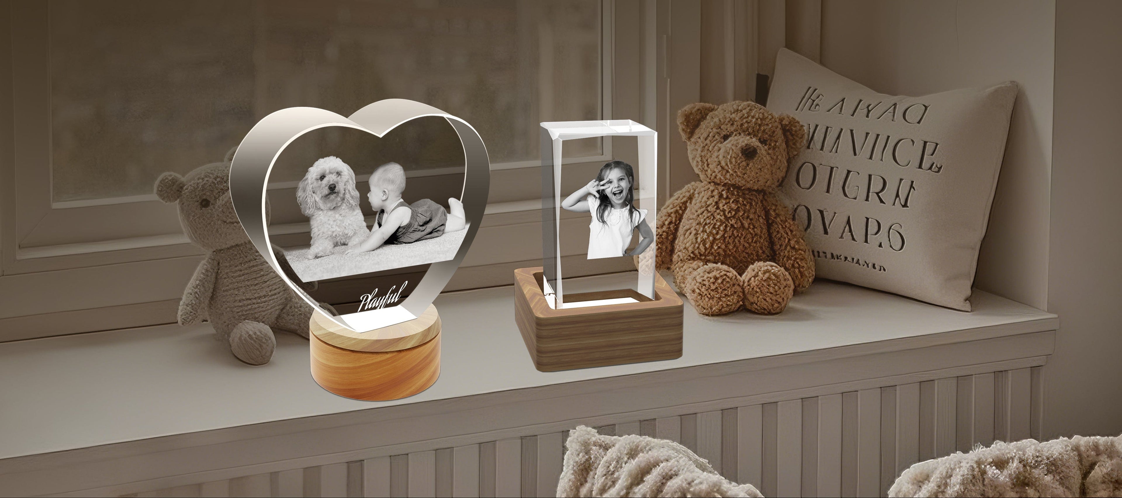 3D crystal cube photo frame, Personalised gift for kids