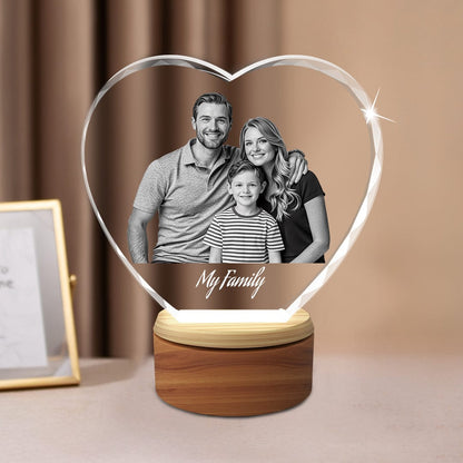 Faceted 2D Crystal Heart Photo Gift Crystify