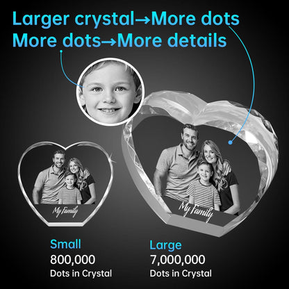 Faceted 2D Crystal Heart Photo Gift Crystify